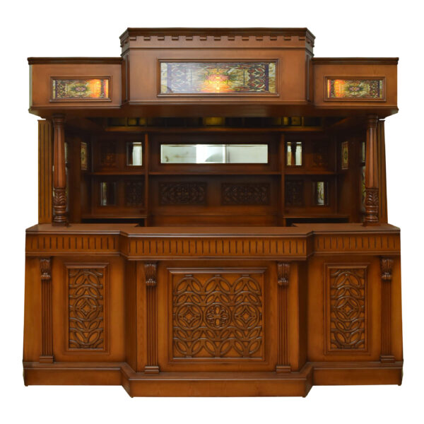 Bar 6606U - 9.0 ft. Oak Wood Cocktail Bar with Wooden Top