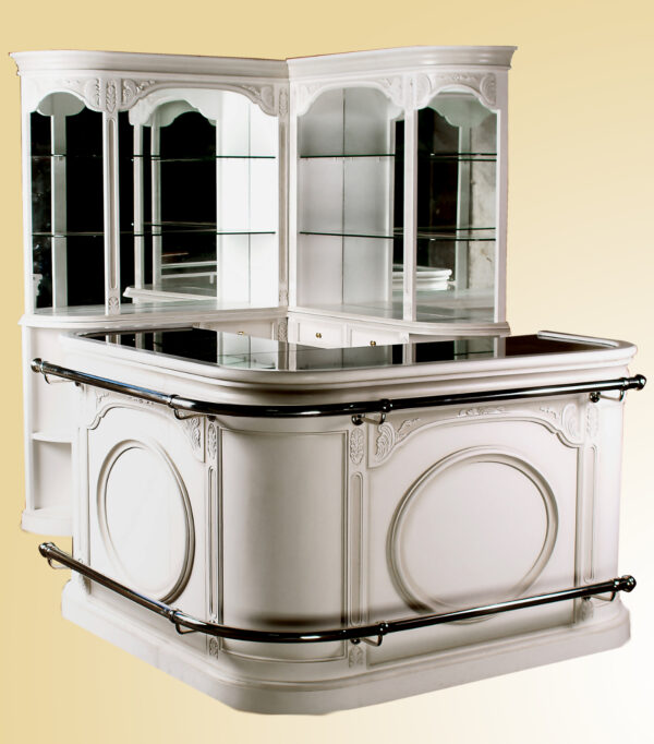 Bar 138WH - 5.5 ft Whitewash Corner L-shaped Home Bar