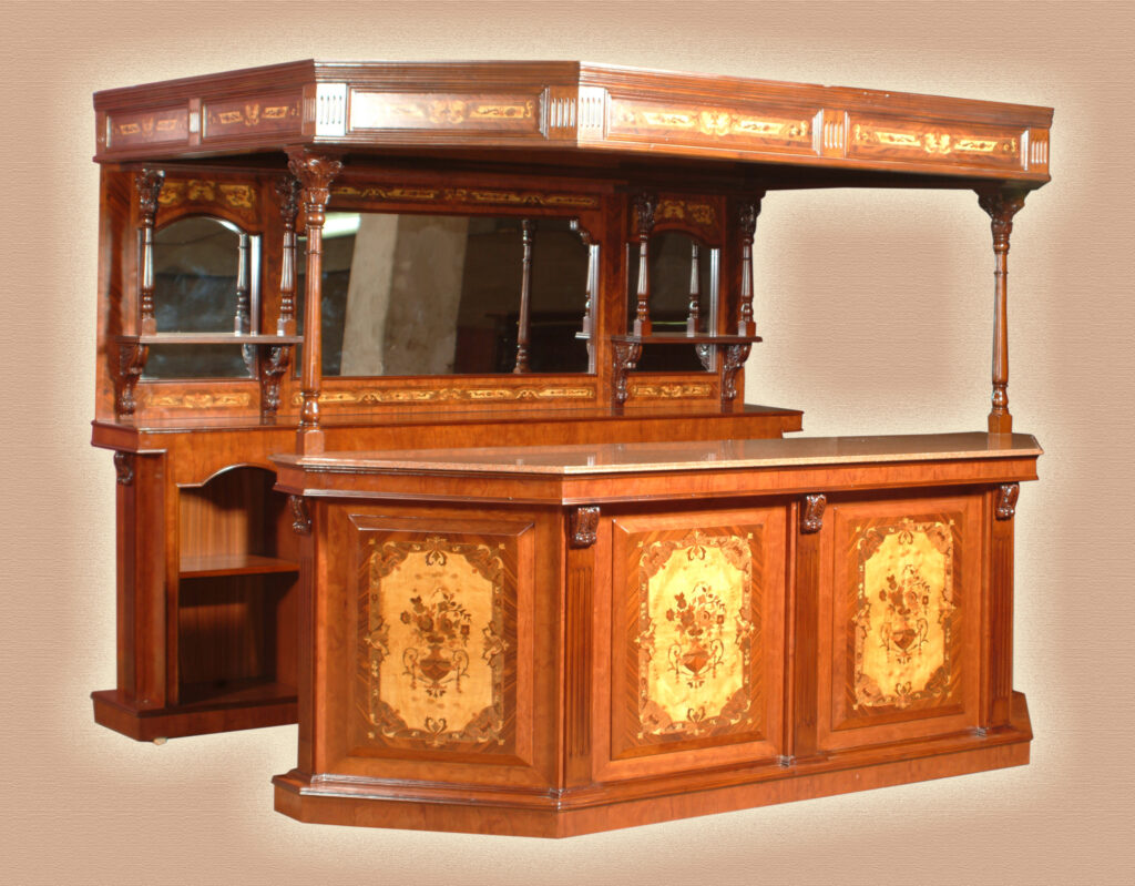 Bar 120 - 8.5 ft Inlaid Beechwood & Walnut Bar with Canopy