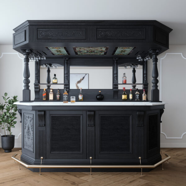 9Ft Premium Mahogany Recreational Canopy Home Bar w/ Marble - WNL47