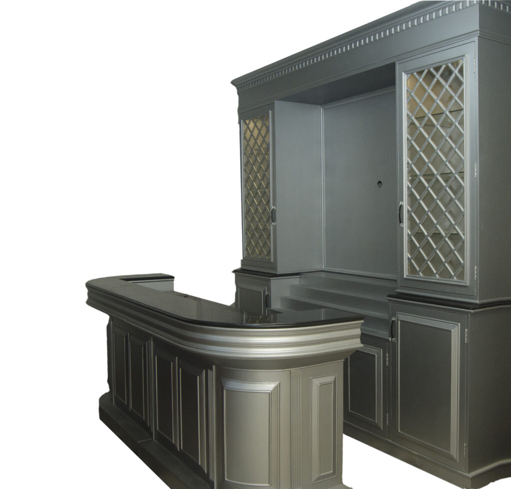 Silver Miami Style Bar Set With Wine Racks – WNL117