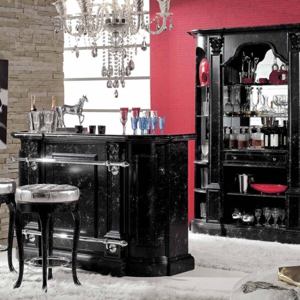 Old Hollywood Glamourous Bar with Chrome Rail & Marble Top – Bar WNL192
