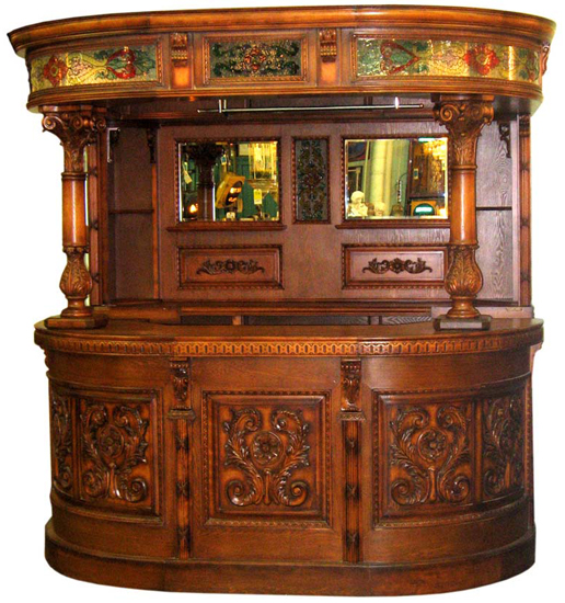 Bar 6303 – 8.0 ft. Oak Wood Cocktail Bar with Wooden Top