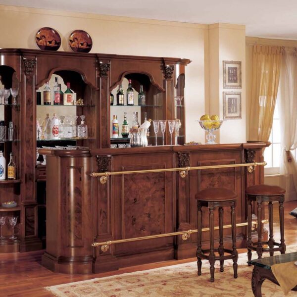 Vintage-inspired Wooden Bar with Ample Storage & Polished Finish – Bar WNL197