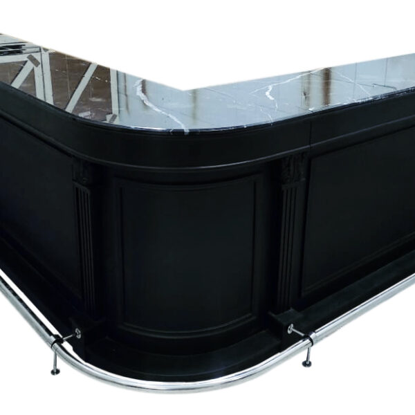 Sleek Contemporary L-shaped bar with Marble Top & Chrome Rail – Bar WNL178